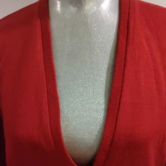 Woman's Red Cardigan - Picture 2 of 5